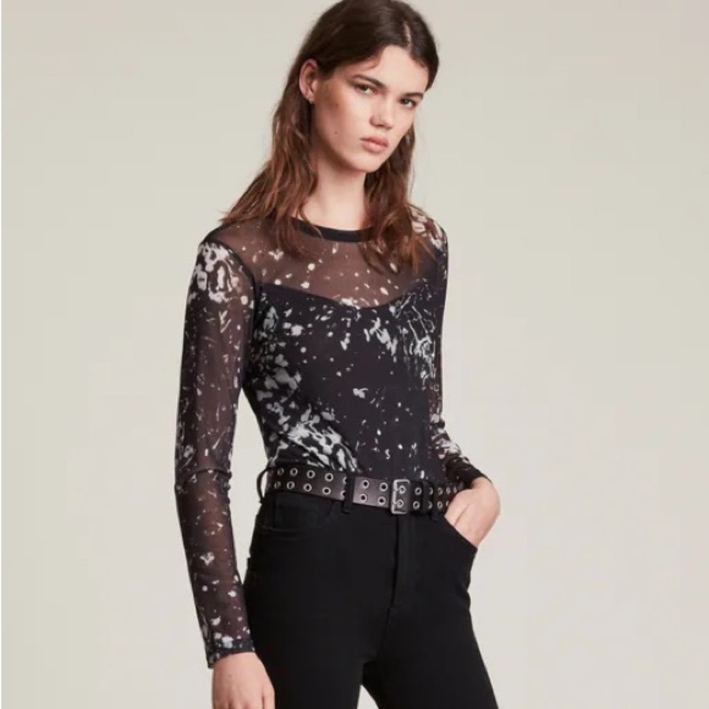 NWT AllSaints Nora Portland sheer mesh bodysuit